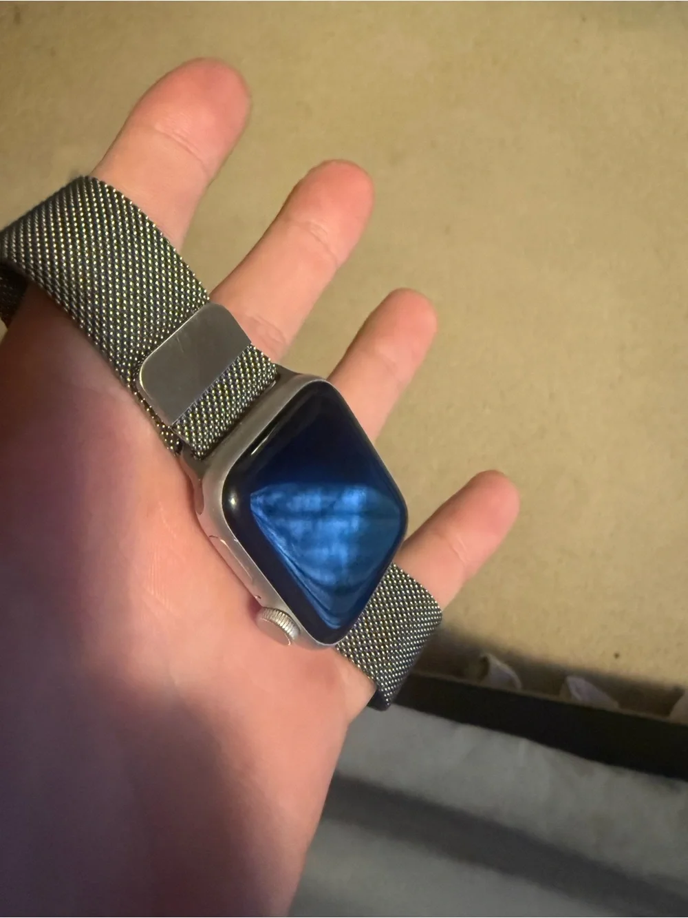 Apple Watch Silver Case with Silver Milanese Loop Band